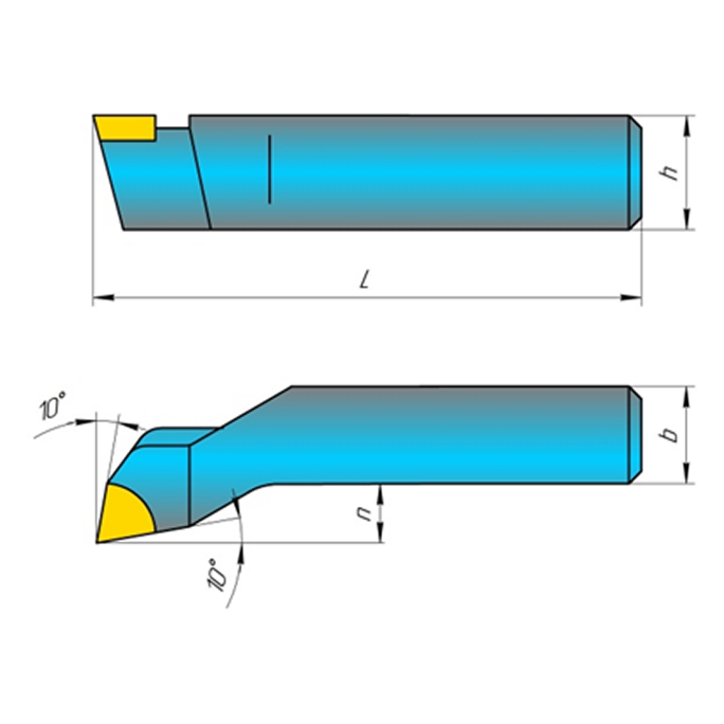 Резец подрезной 2112-0003 Cечение резца hxh 20х12 L 125