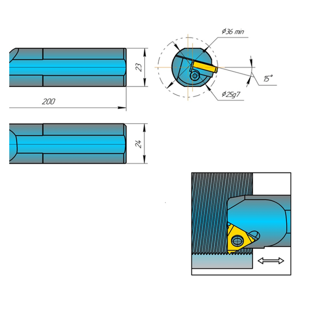 Резец резьбовой (внут) 2129-4011 d 25 пластина 16 IRM 1.50