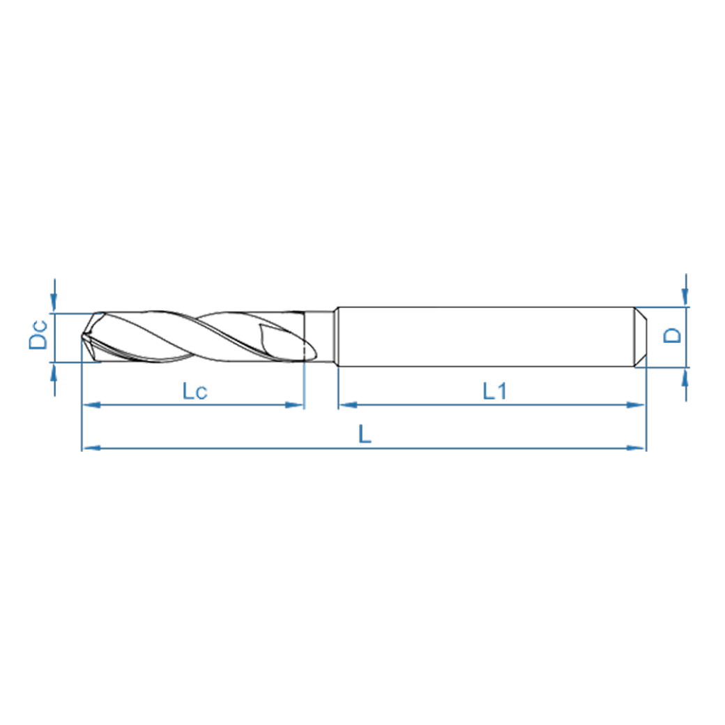 Сверло спиральное D1-0131-T1 Хвостовик HA по DIN 6535 L 79 Dc m7 6,8