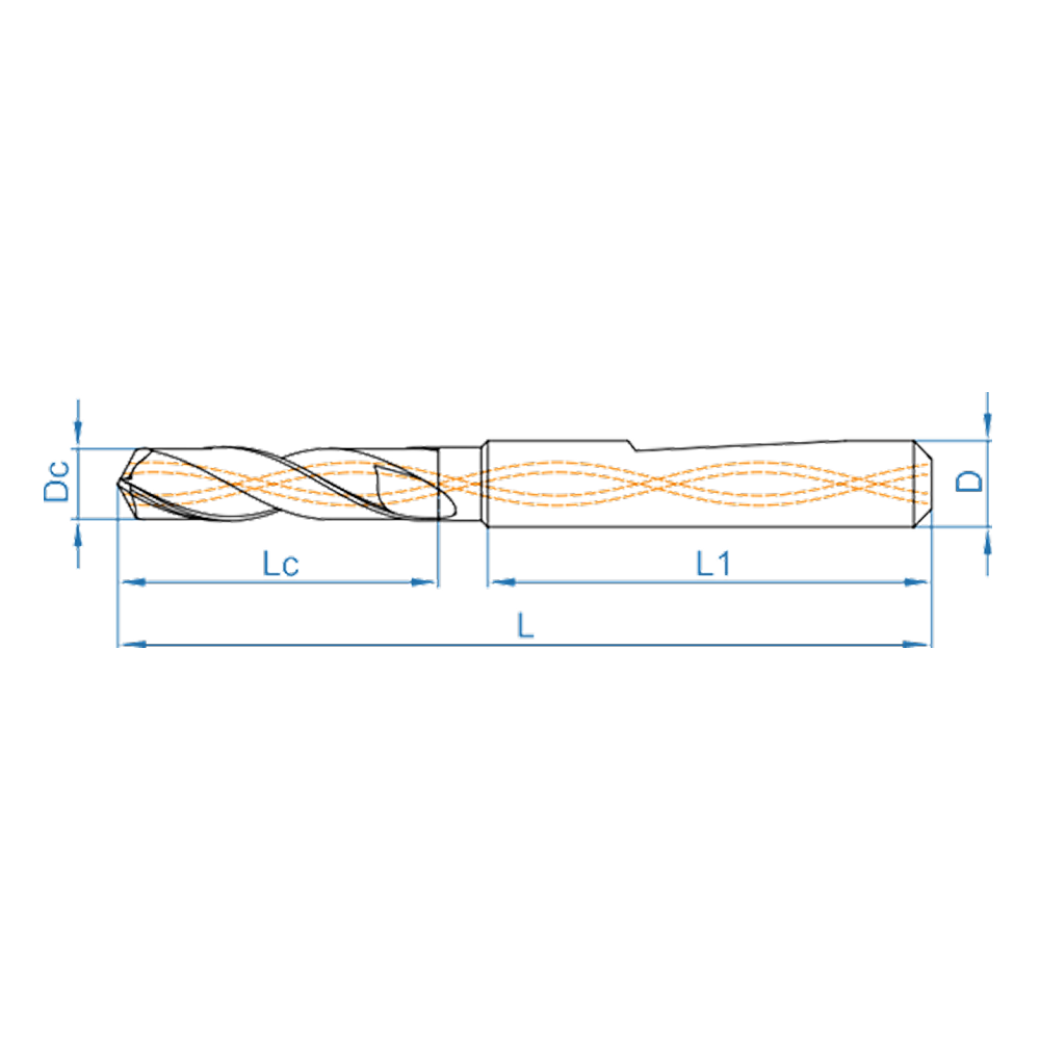 Сверло спиральное D1-0550-T1 Хвостовик HE по DIN 6535 L 103 Dc m7 10