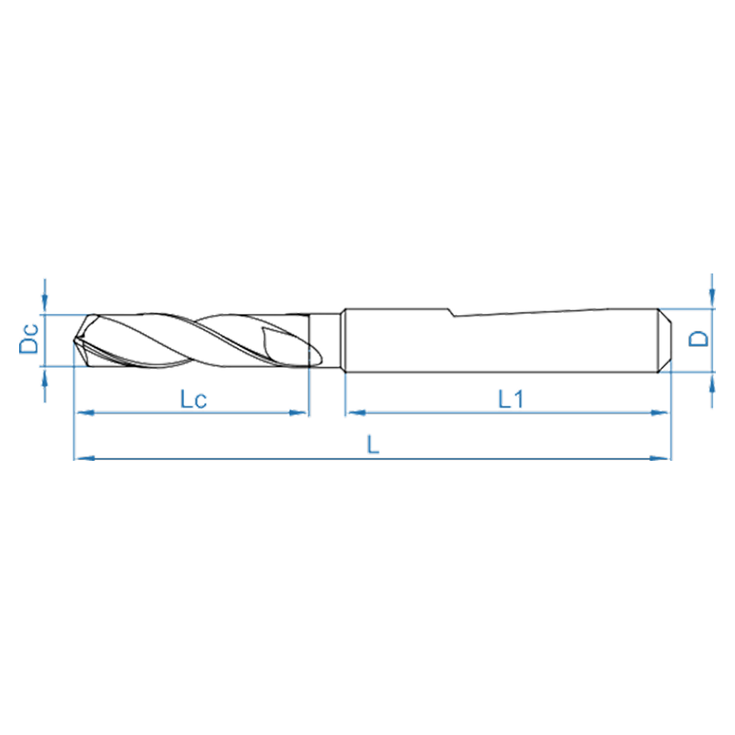 Сверло спиральное D1-0531-T1 Хвостовик HE по DIN 6535 L 102 Dc m7 10,1