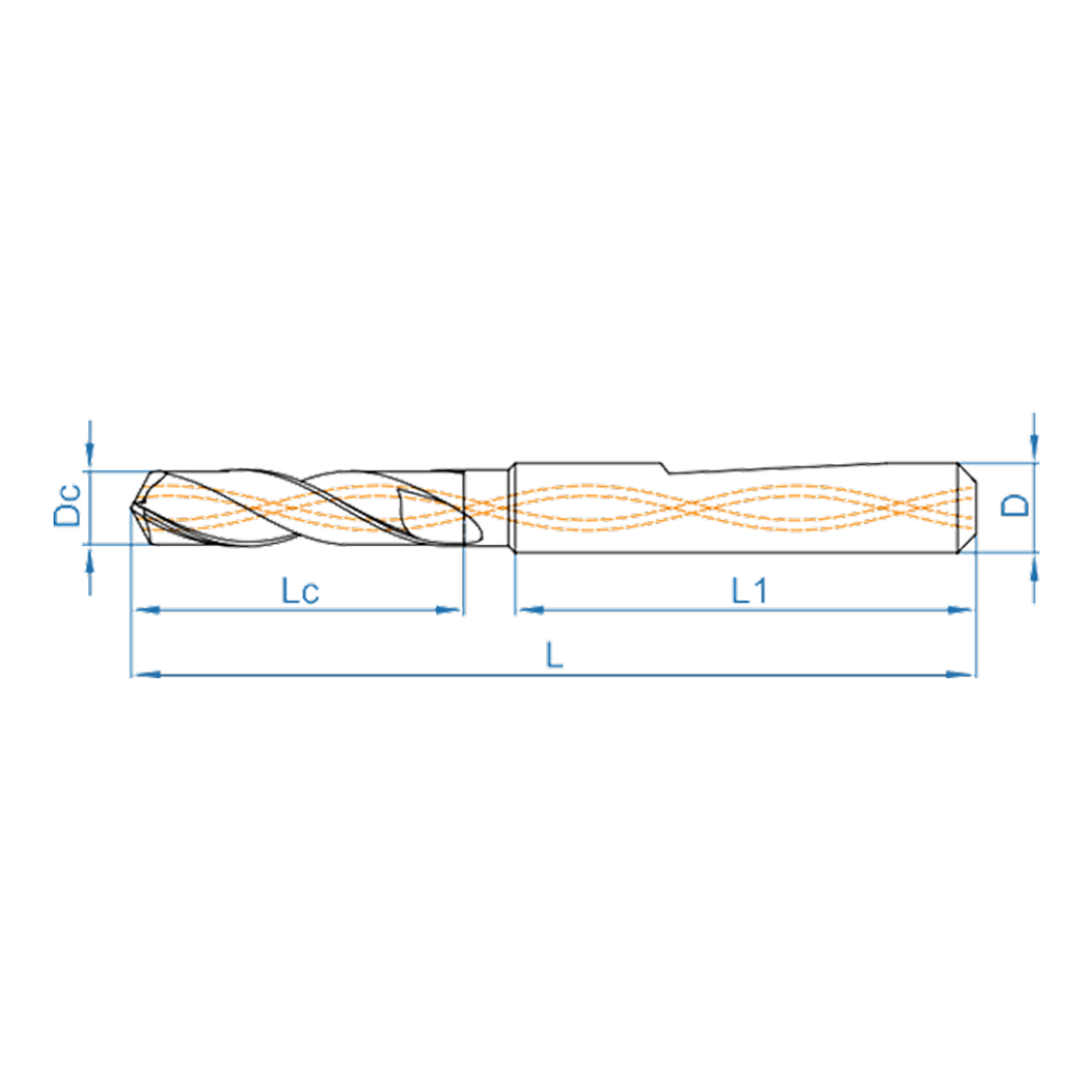 Сверло спиральное D1-0530-T1 Хвостовик HE по DIN 6535 L 102 Dc m7 10,1