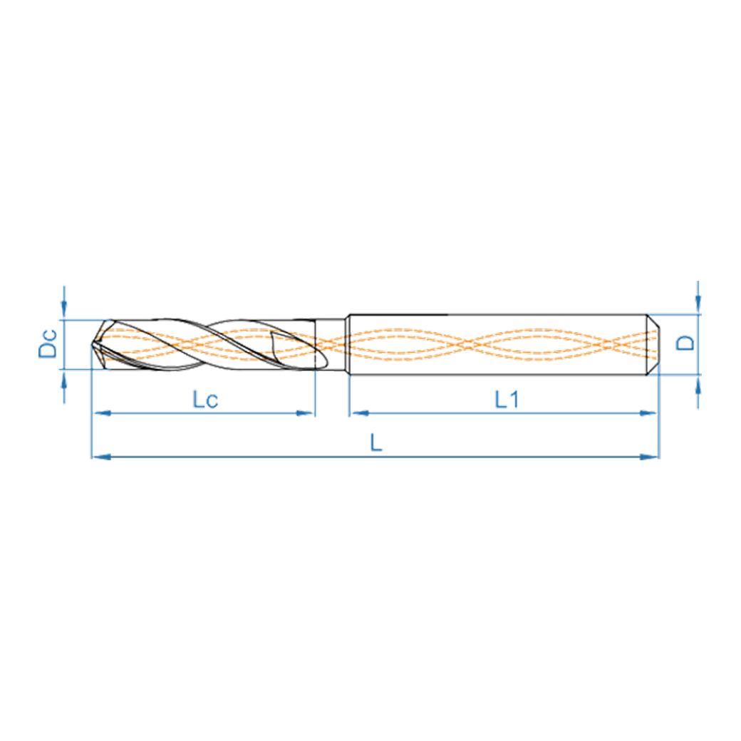 Сверло спиральное D1-0150-T1 Хвостовик HA по DIN 6535 L 103 Dc m7 10